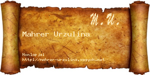 Mahrer Urzulina névjegykártya